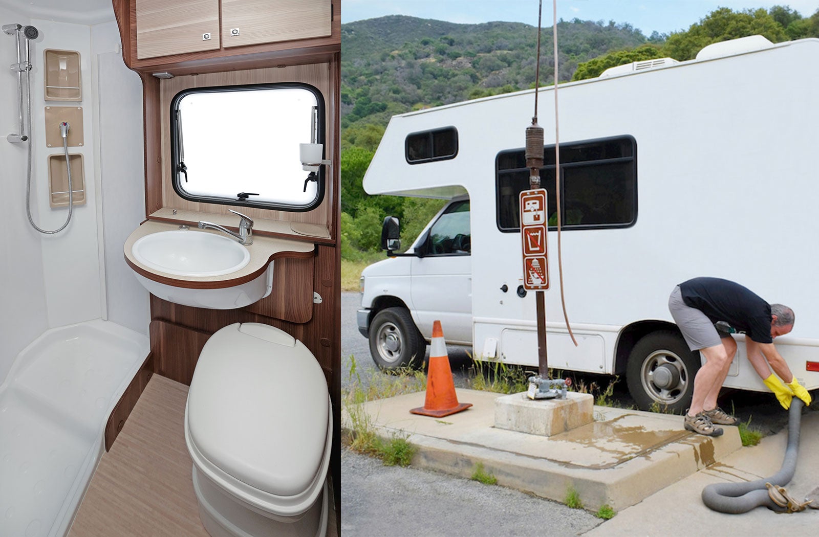 Portable RV/camper toilet and holding tank setup in Ashland, Ohio