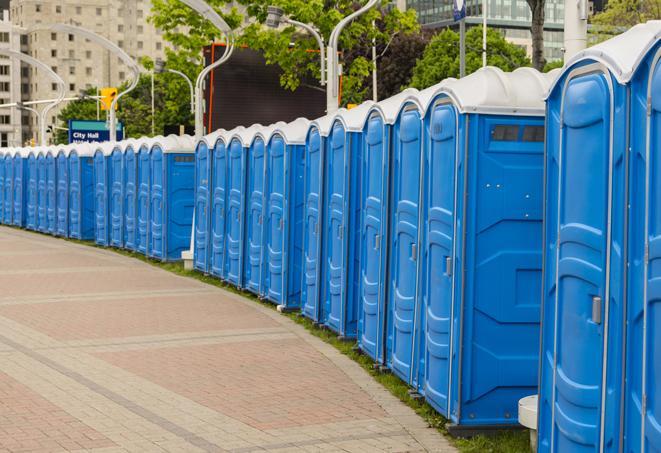 Seasonal porta potty units set up at a Ashland, Ohio venue